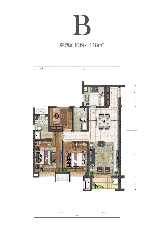 金輝中環(huán)云著(zhù)118㎡戶(hù)型圖