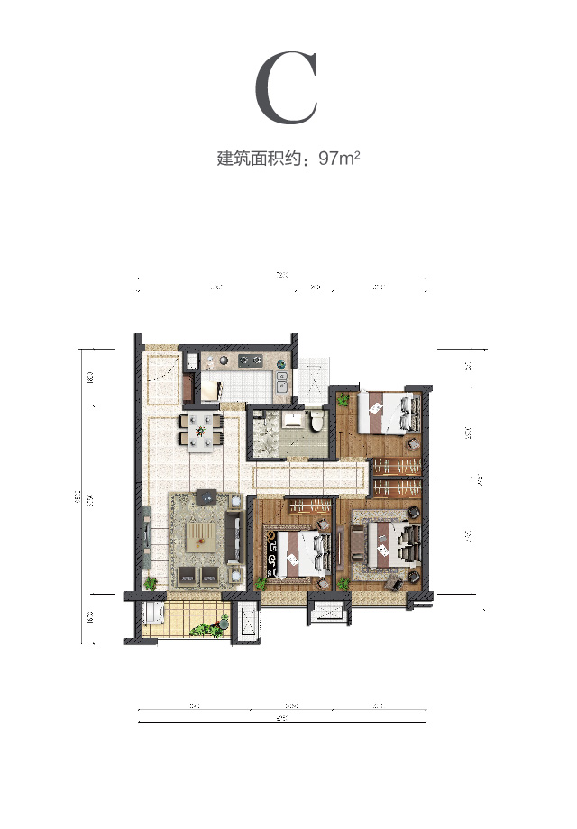 金輝中環(huán)云著(zhù)97㎡戶(hù)型圖